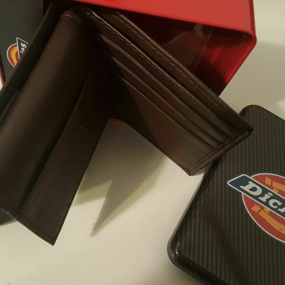 DICKIES Billfold Wallet Brown Leather STYLE 31IP220002 COLOR BROWN NEW IN TIN - Picture 5 of 12